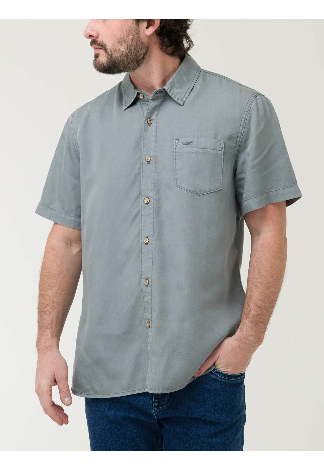 Camisa Tencel Hombre Verde-4
