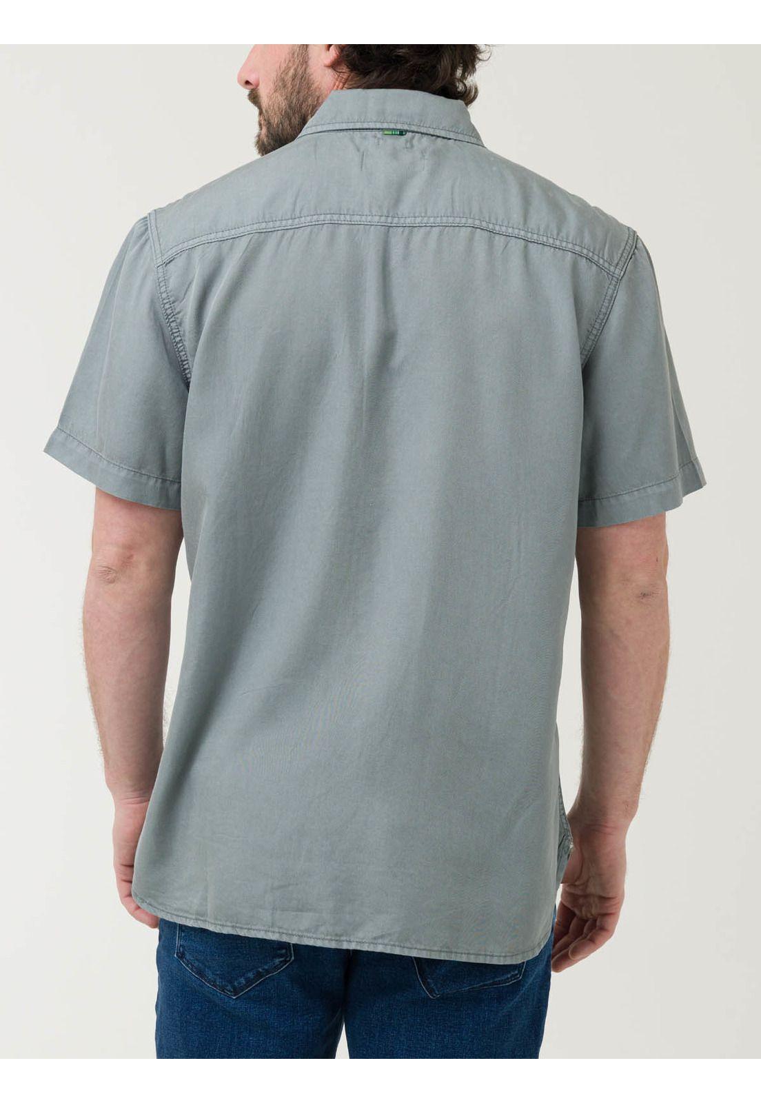 Camisa Tencel Hombre Verde-5