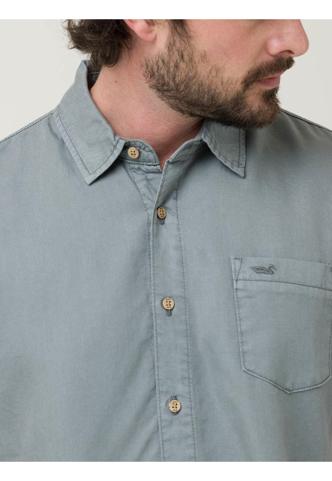 Camisa Tencel Hombre Verde-6