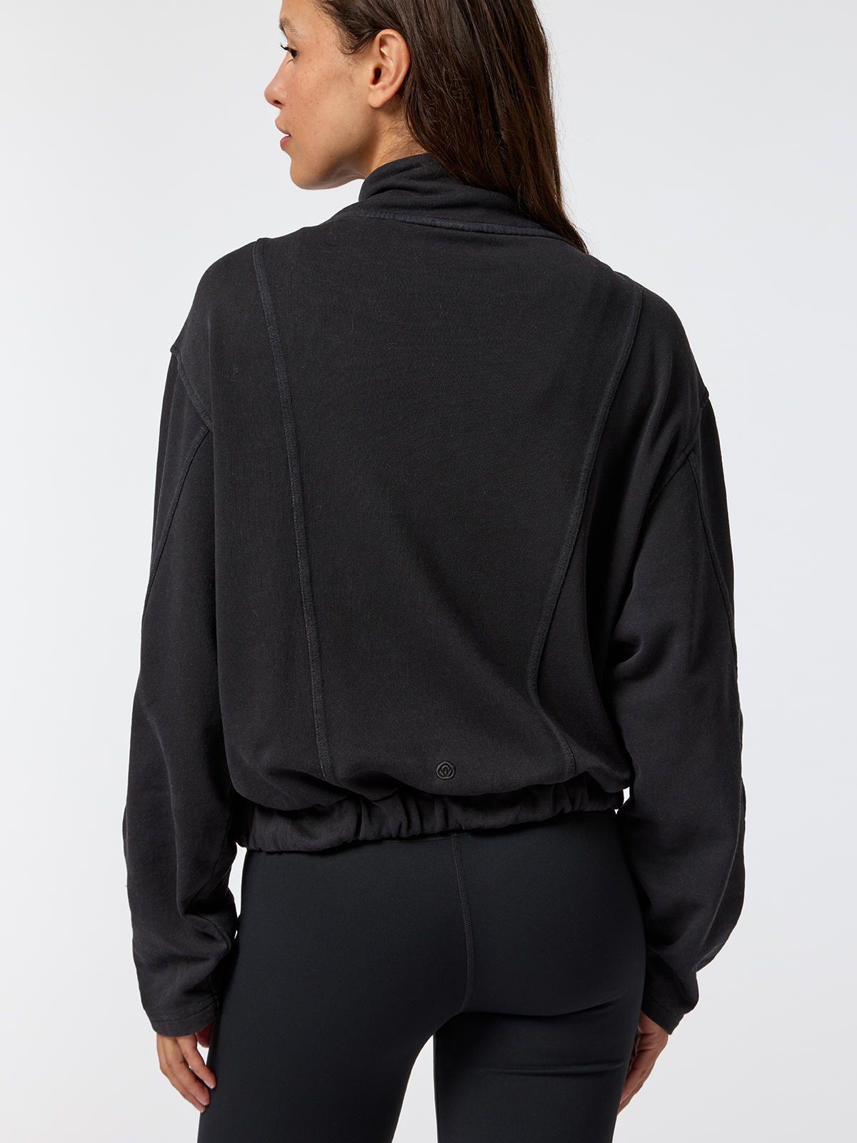 Polerón Funnel-Neck Half Zip Negro Mujer-1