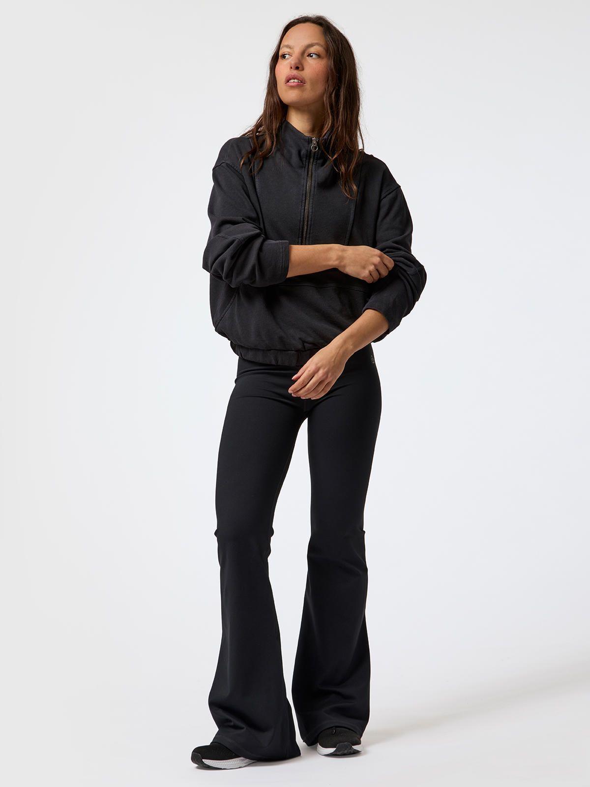 Polerón Funnel-Neck Half Zip Negro Mujer-4