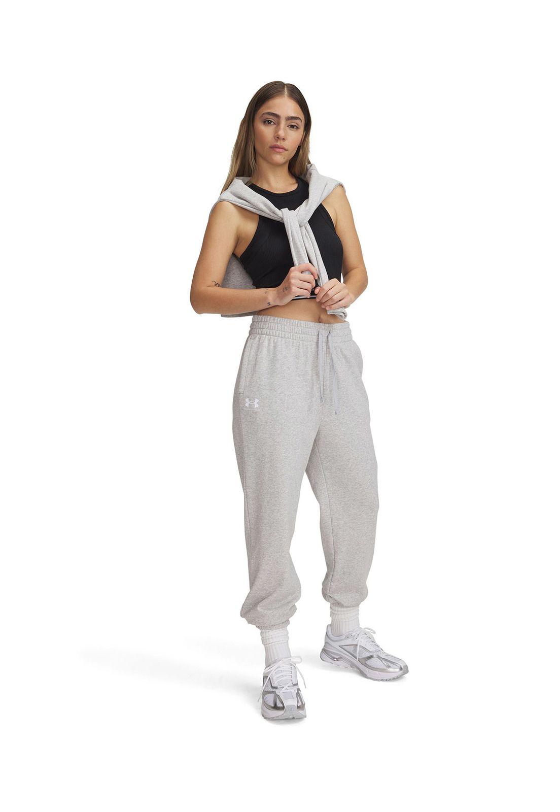 Jogger UA Rival terry gris para mujer-3