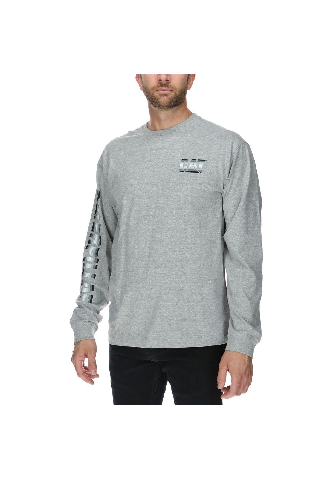 Polera Ml Hombre Custom Banner L/S Tee Algodón Gris-1