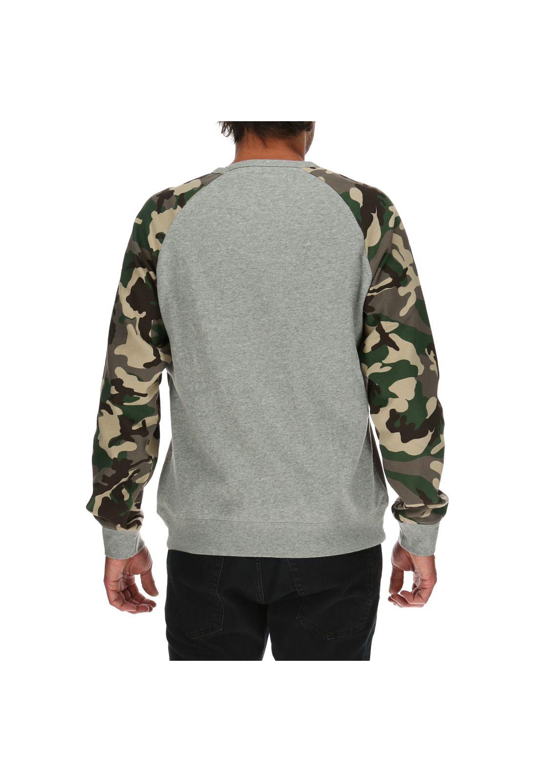 Poleron Hombre Print Panel Crewneck Sweat Gris-3