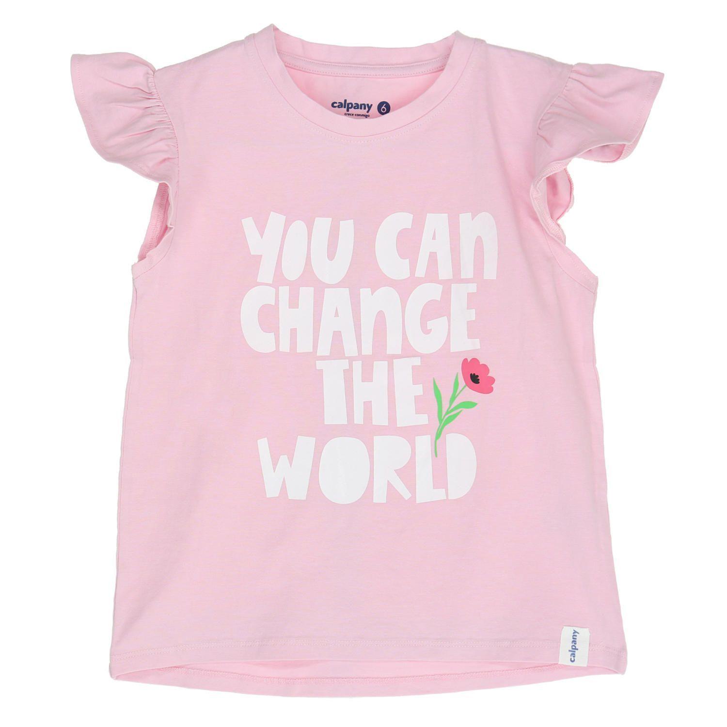 Polera M/C Niña Change The World Rosado-0