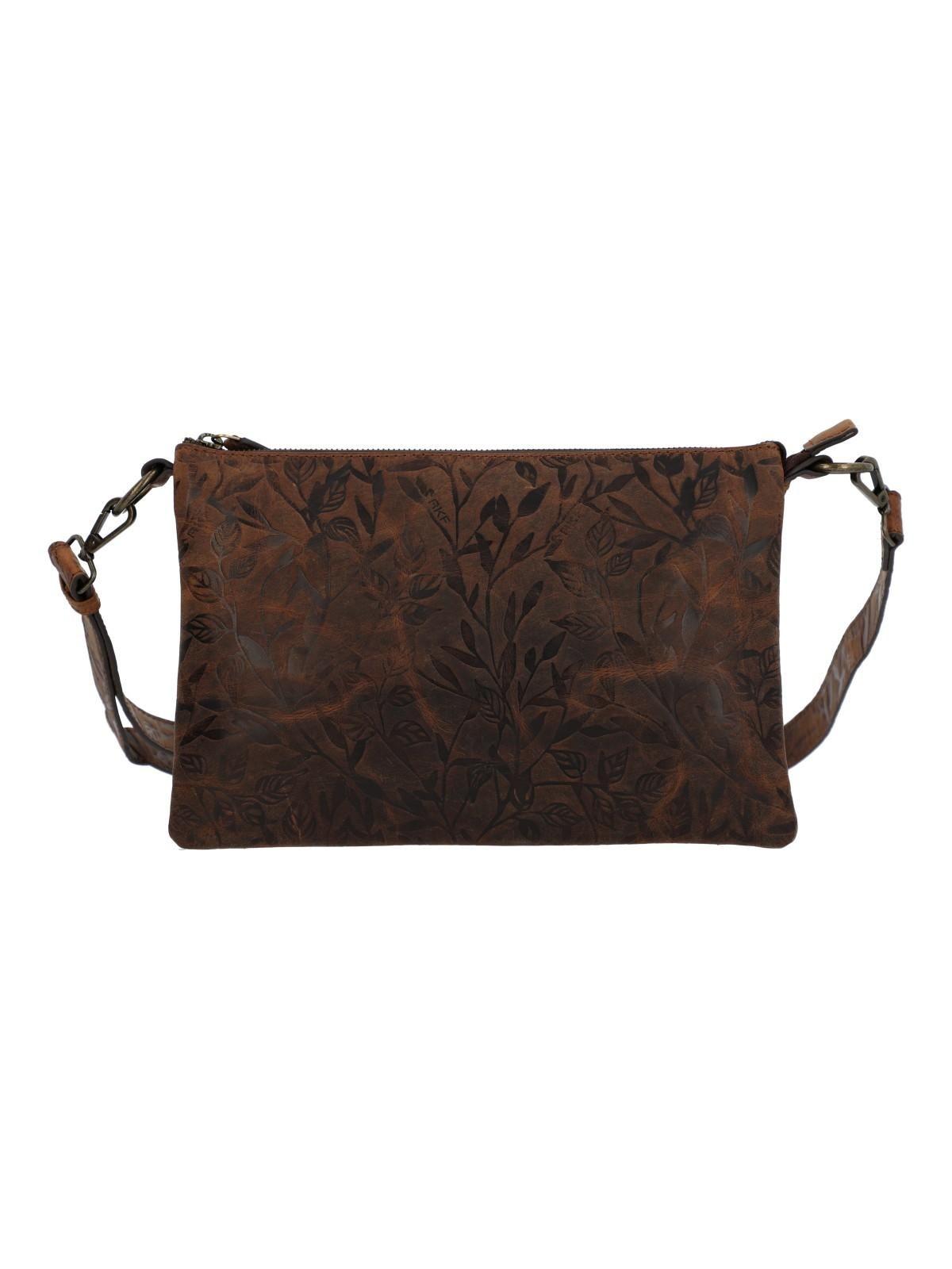Cartera Cuero Mujer Oh Flowry Cross Café-0