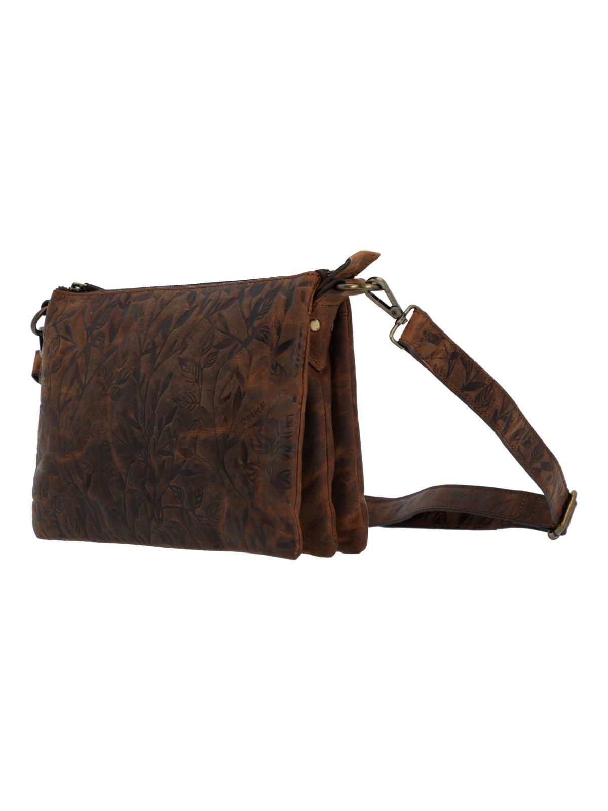 Cartera Cuero Mujer Oh Flowry Cross Café-1