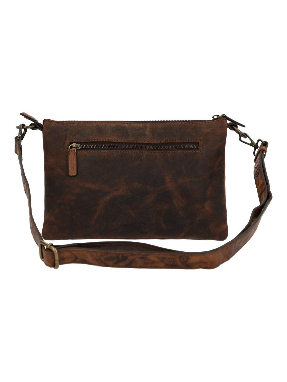 Cartera Cuero Mujer Oh Flowry Cross Café-2