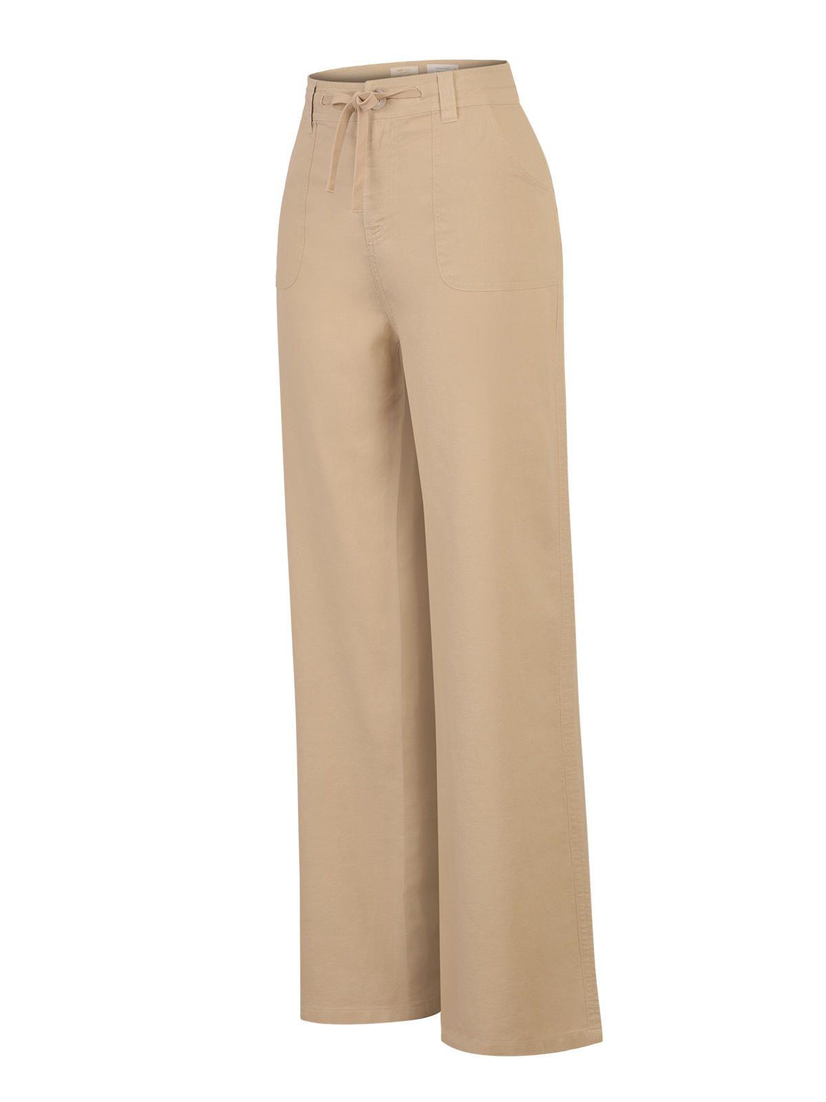 Pantalón Lino Orgánico Mujer Maloys Café-0