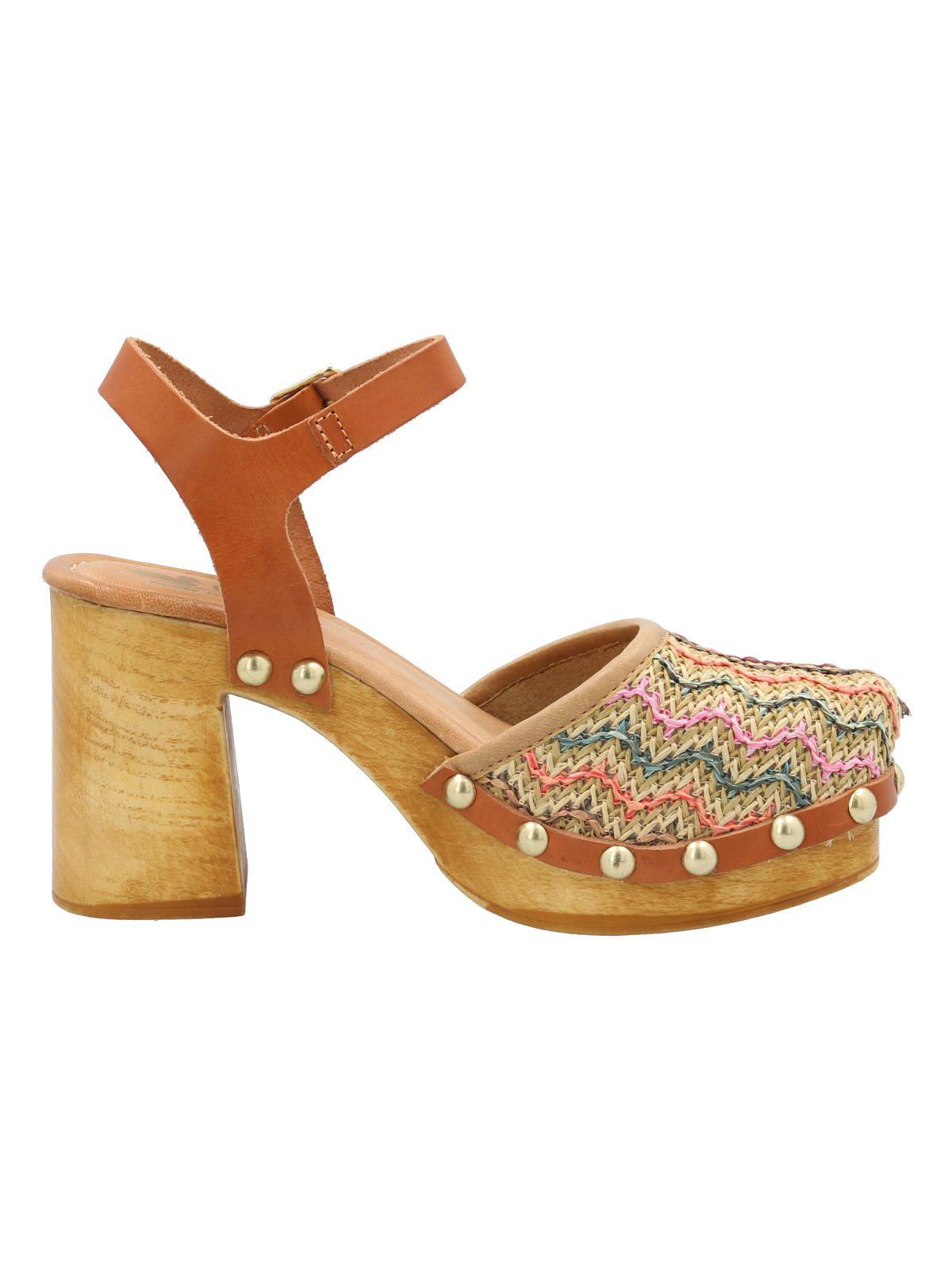 Sueco Cuero Mujer Azafran Multicolor -0