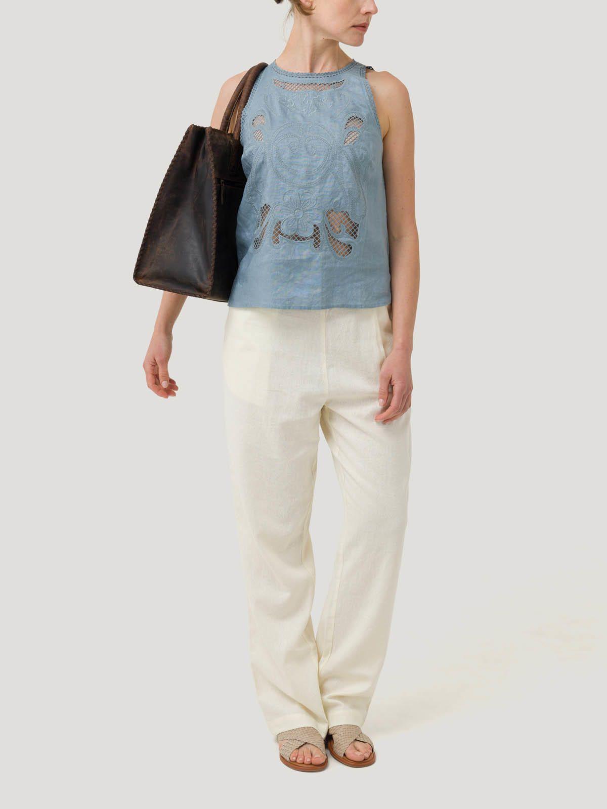 Blusa Lino Orgánico Mujer Cleep Gris -7