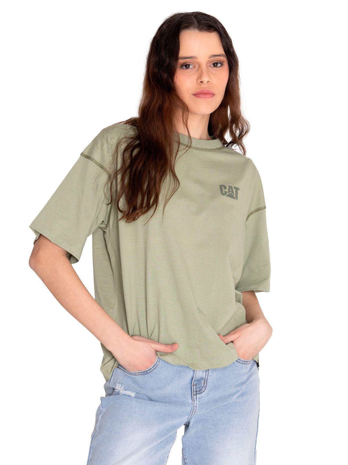 Polera Manga Corta Mujer Cat Logo Boxy Tee Verde-1