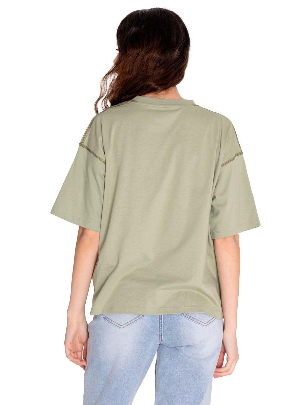 Polera Manga Corta Mujer Cat Logo Boxy Tee Verde-3