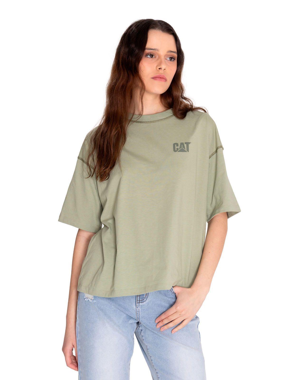 Polera Manga Corta Mujer Cat Logo Boxy Tee Verde-0