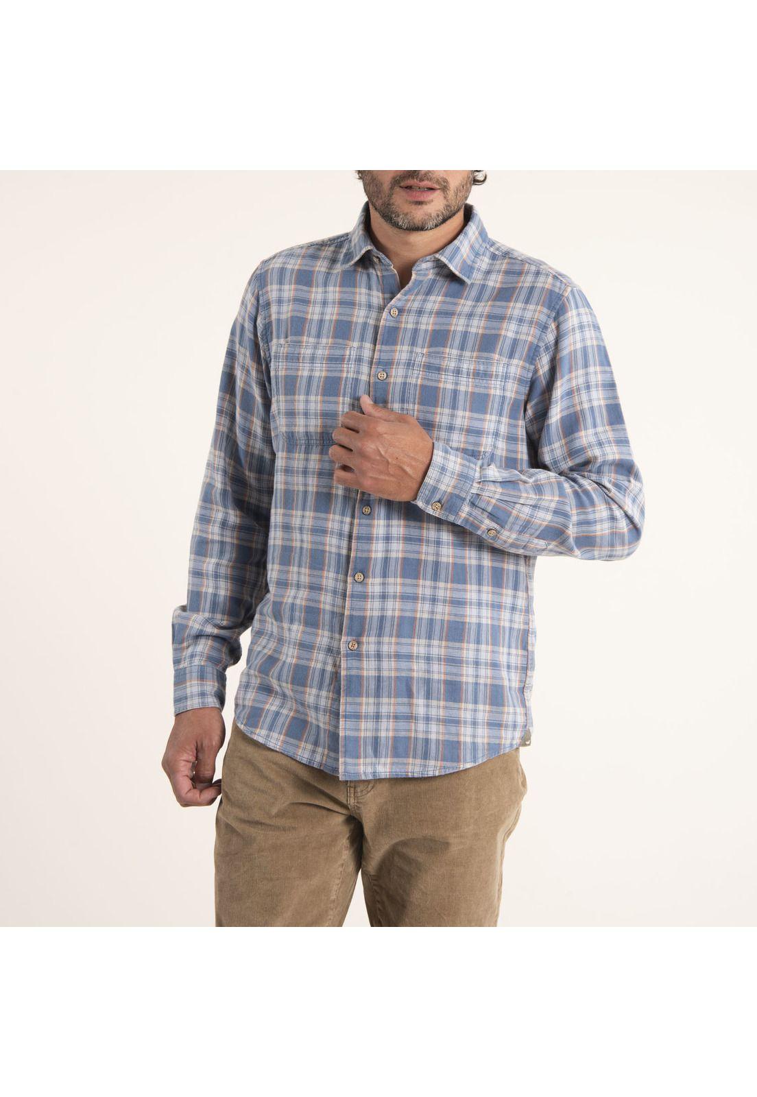 Camisa Hombre Algodón Orgánico Bradford Azul-2
