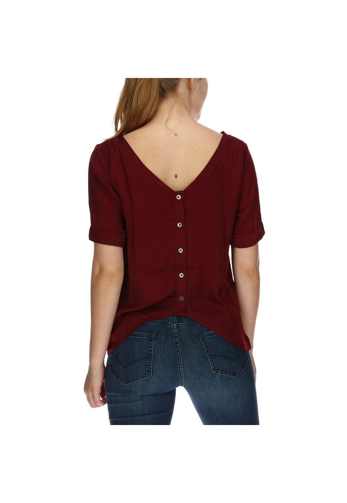 Blusa Mc Mujer Natalie S/S Woven Top Poliéster Burdeo-2