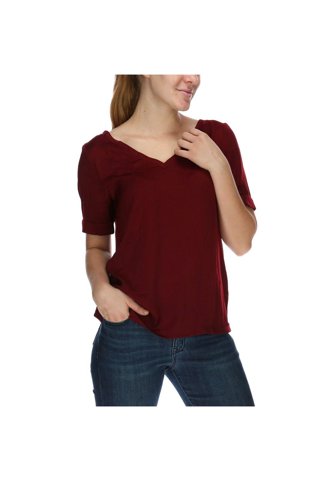 Blusa Mc Mujer Natalie S/S Woven Top Poliéster Burdeo-3