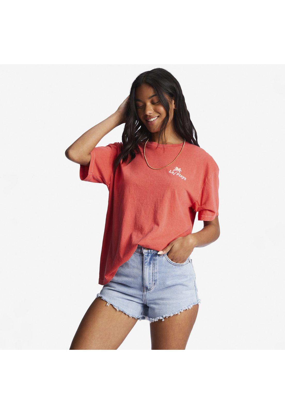 Polera M/C Mujer La Playa J Tees Coral-0