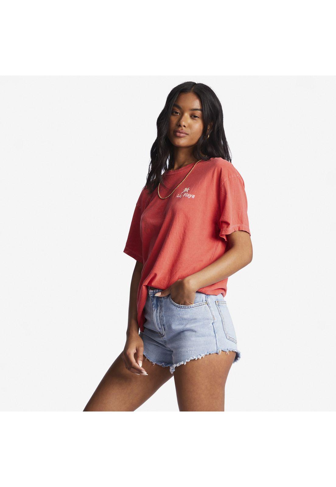 Polera M/C Mujer La Playa J Tees Coral-3