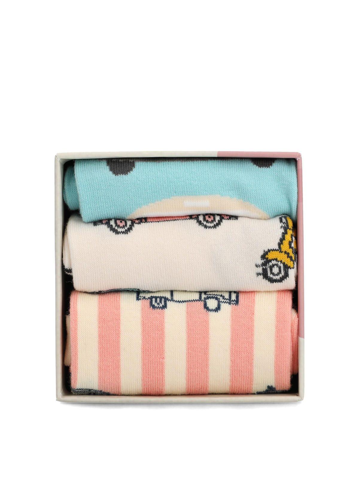 Pack 3 Calcetines Algodón Mujer Pack Gift Cars Crema-2