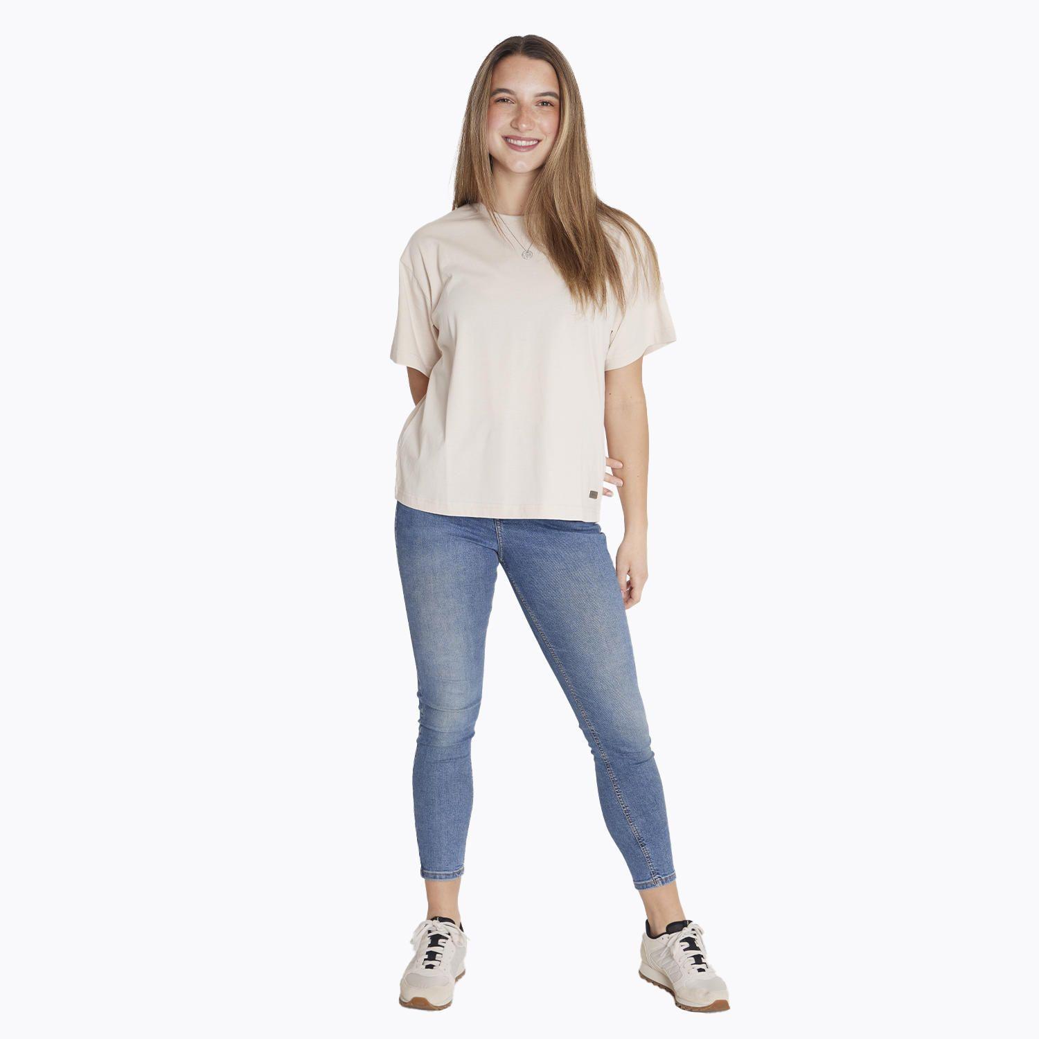 Polera M/C T-Shirt Short Sleeve Beige Mujer-7