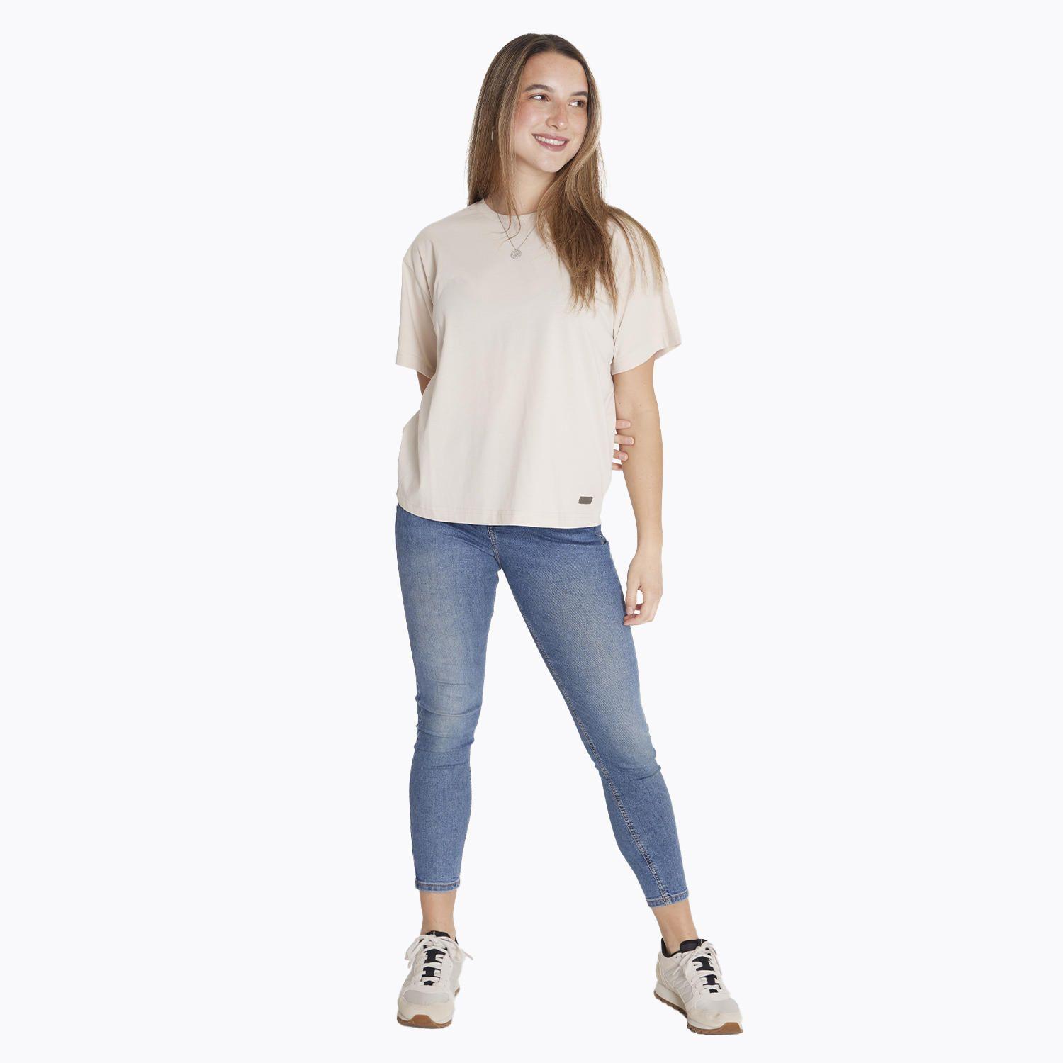 Polera M/C T-Shirt Short Sleeve Beige Mujer-8