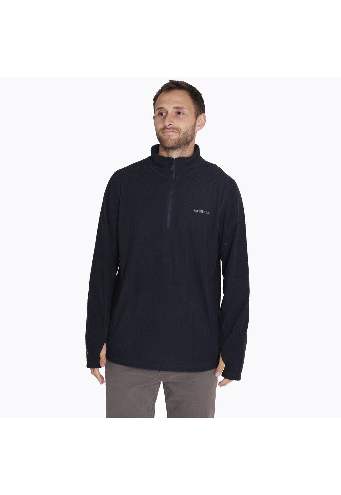 Polerón Embossed Half Zipper Negro Hombre-0