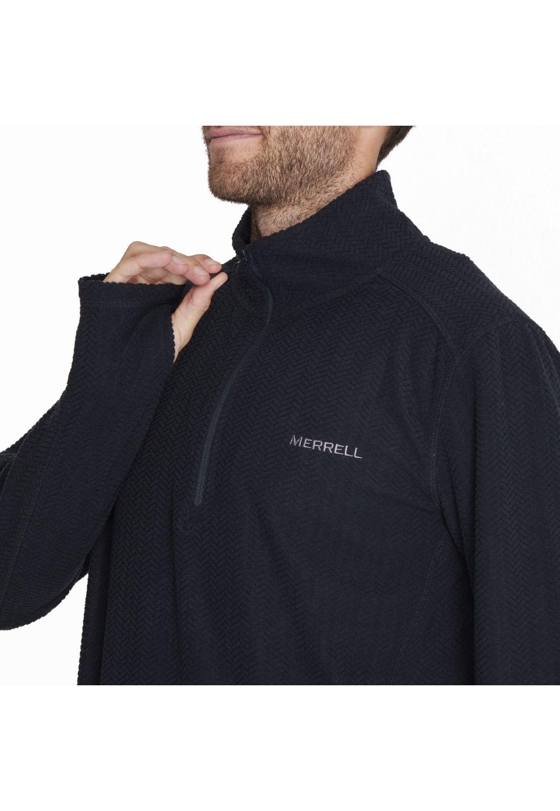 Polerón Embossed Half Zipper Negro Hombre-3