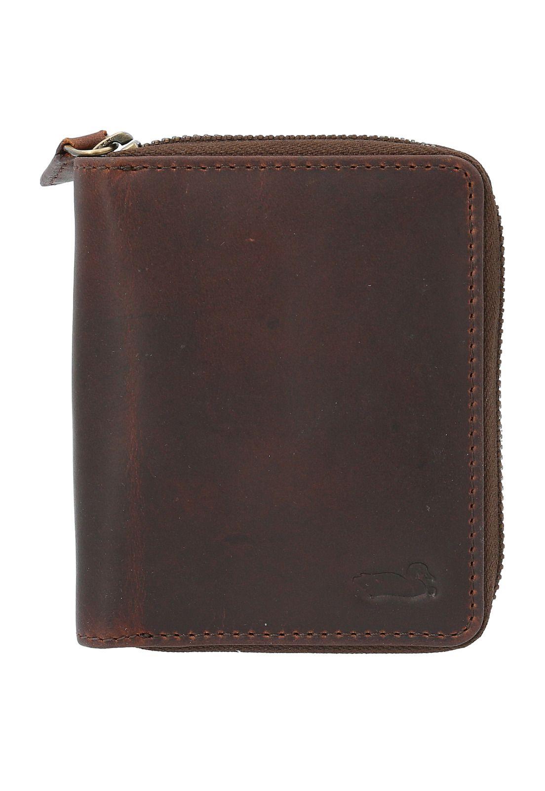 Billetera Cuero Hombre Htc Ziparound Coin Café-0