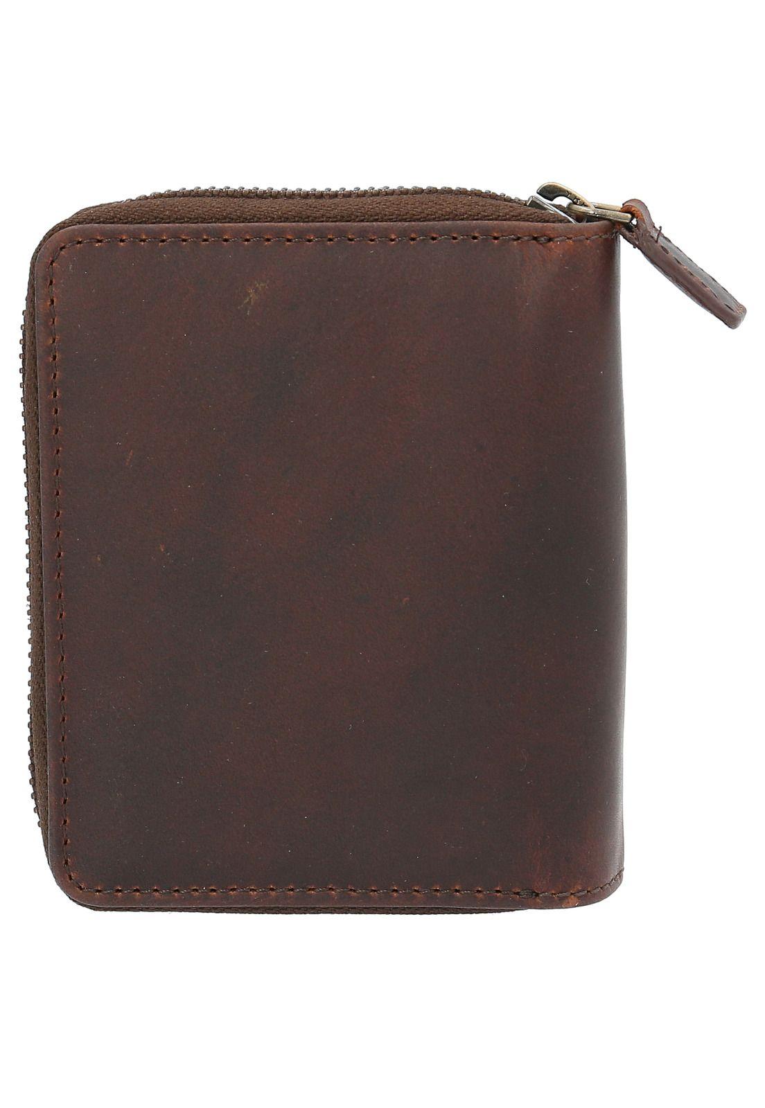 Billetera Cuero Hombre Htc Ziparound Coin Café-1