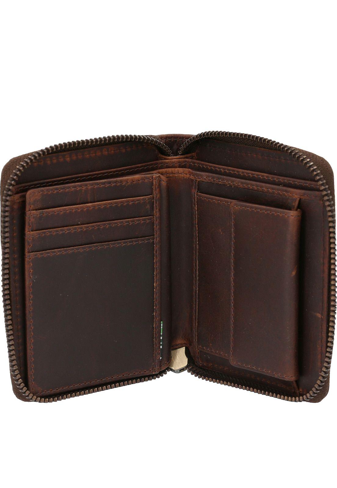 Billetera Cuero Hombre Htc Ziparound Coin Café-2