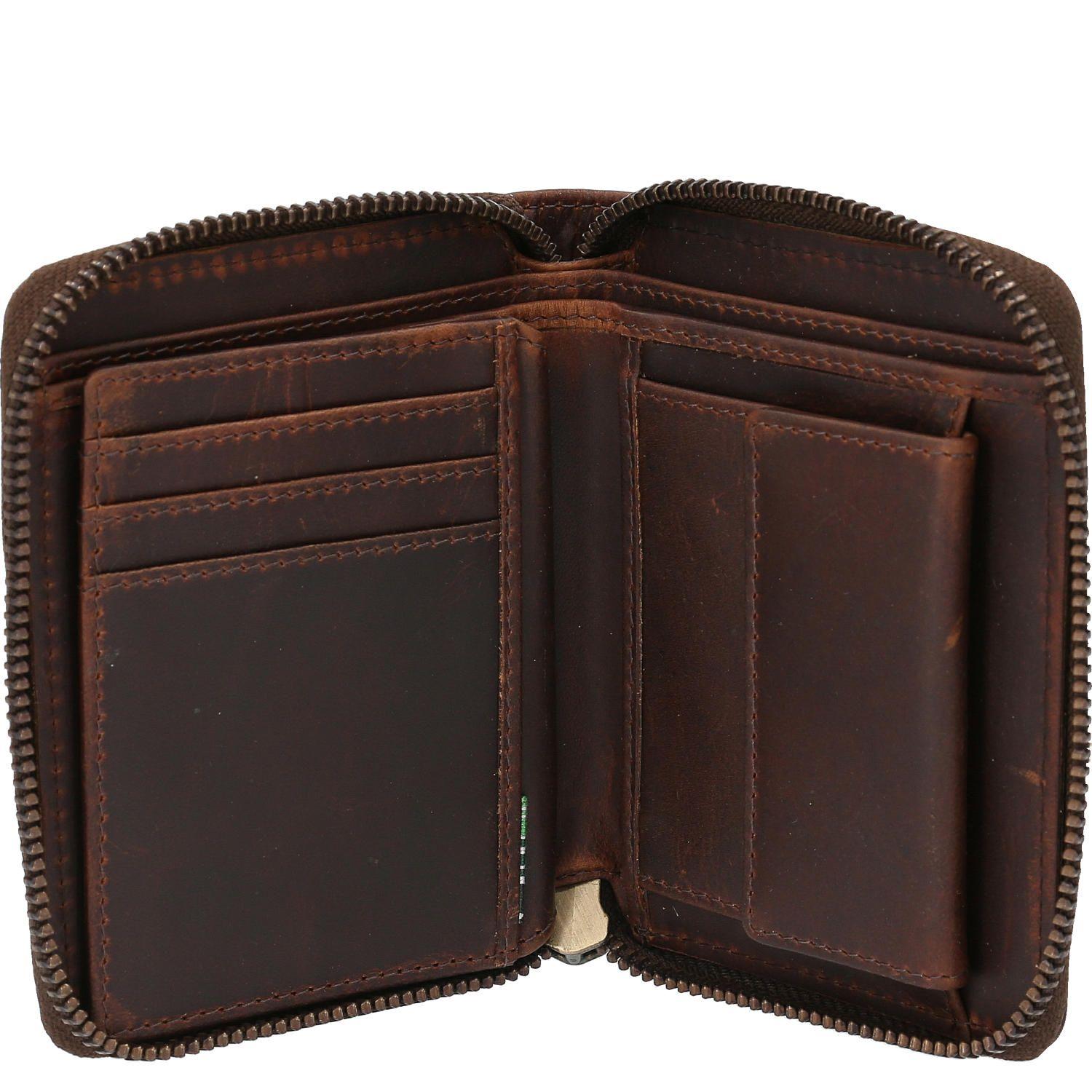 Billetera Cuero Hombre Htc Ziparound Coin Café-2