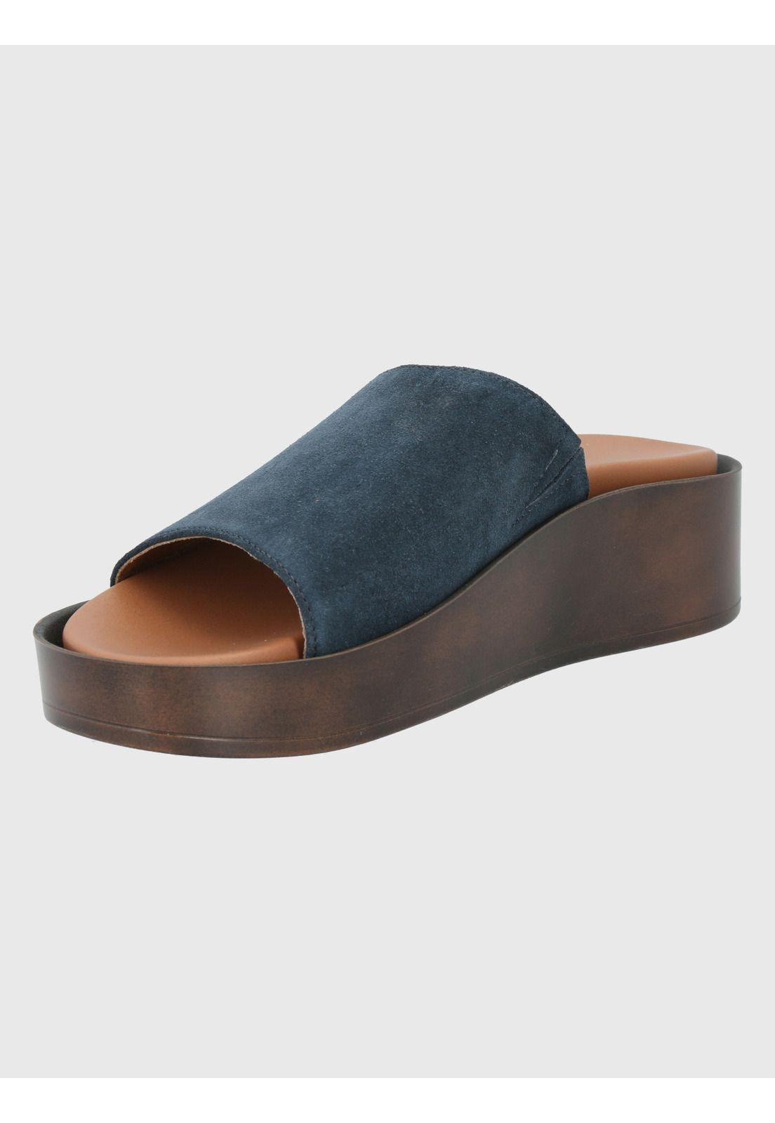 Sandalia Cuero Azul Oscuro Mujer Depp -3