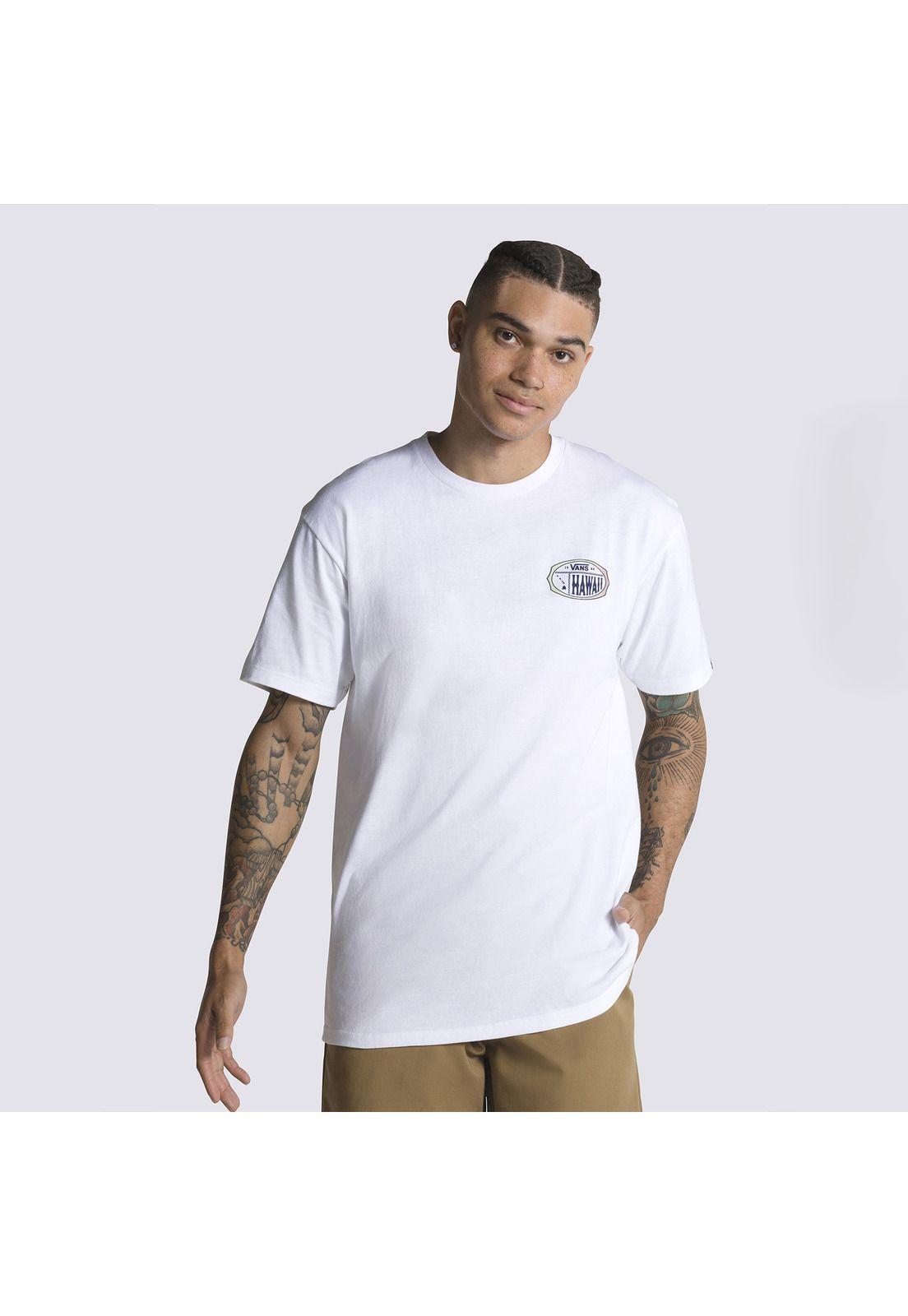 Polera M/C Hawaii Islands Logo Blanco Unisex-0