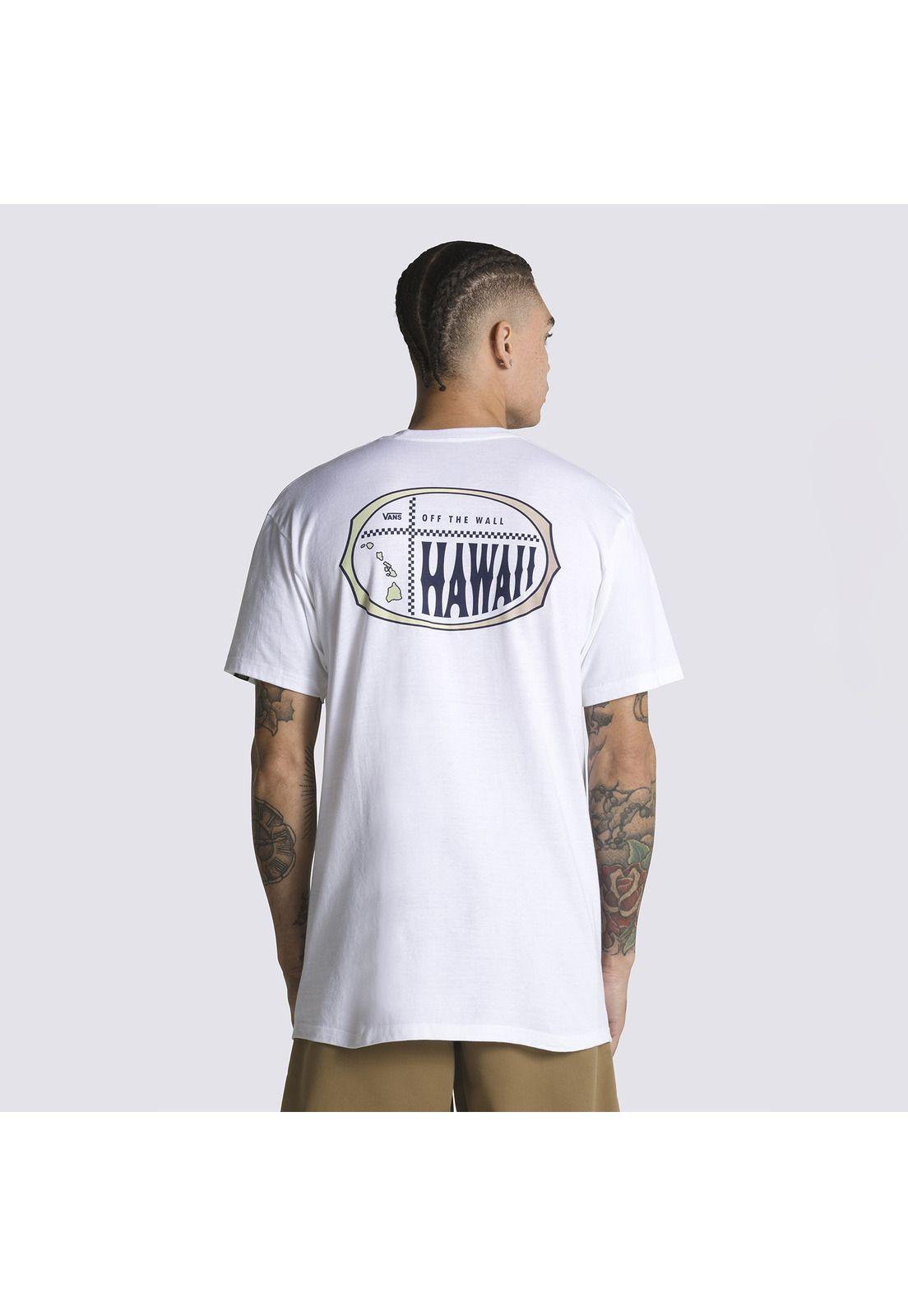 Polera M/C Hawaii Islands Logo Blanco Unisex-1