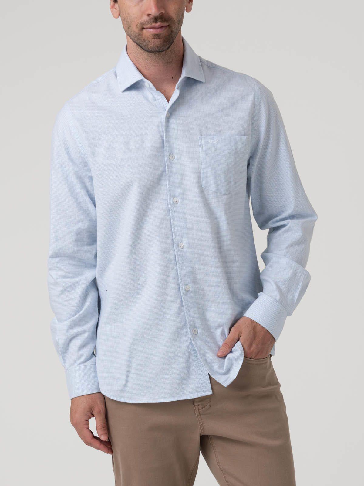 Camisa Algodón Hombre Flasquare Azul-4