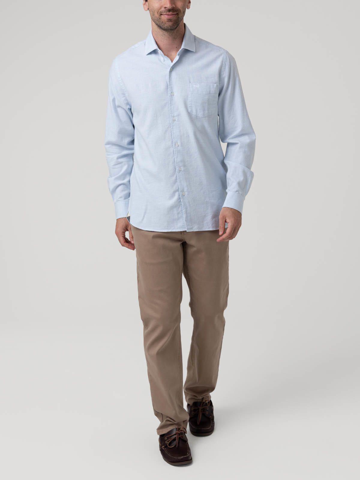 Camisa Algodón Hombre Flasquare Azul-7