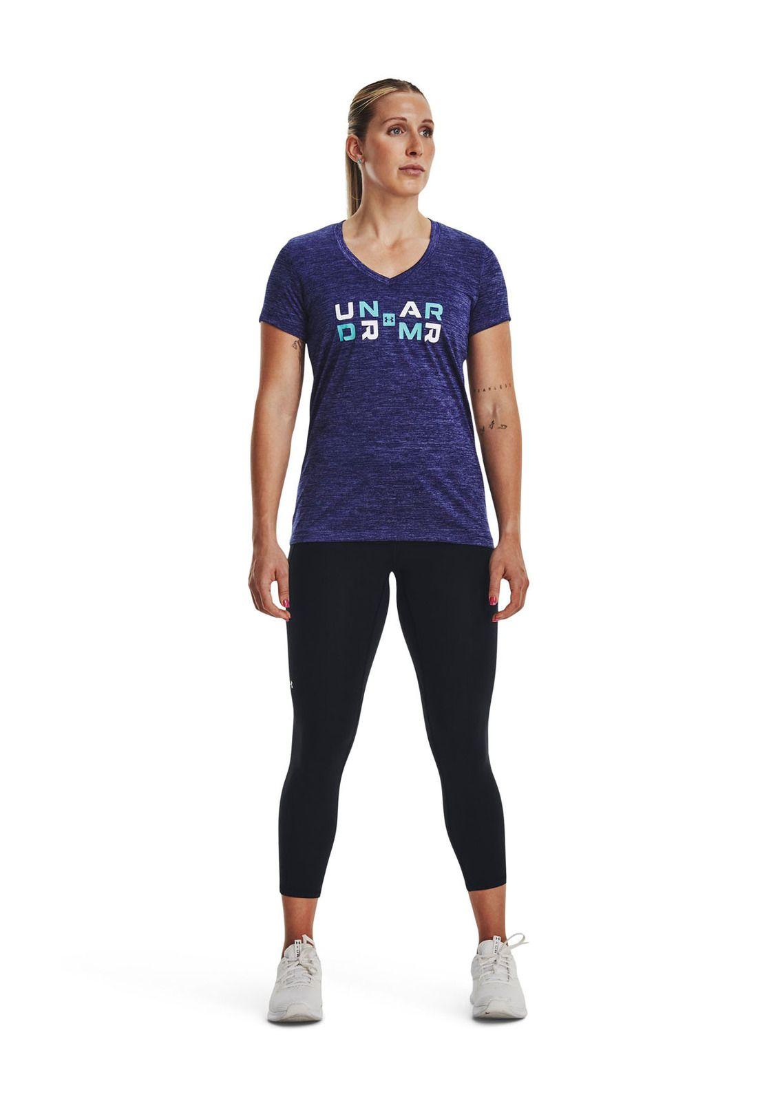 Polera manga corta Twist Tech mujer Azul-5