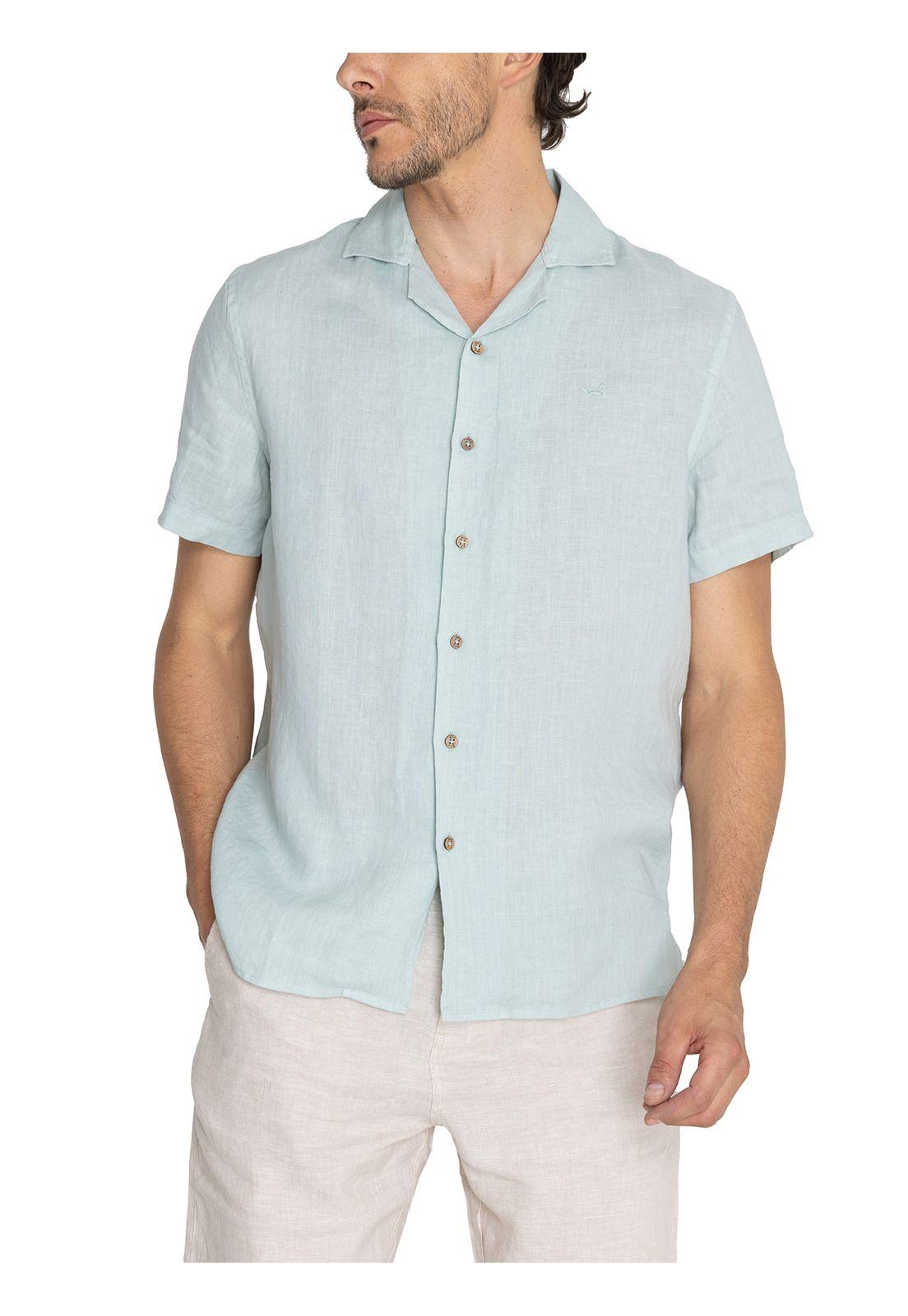 camisa Lino Orgánico Verde Braga Hombre -4