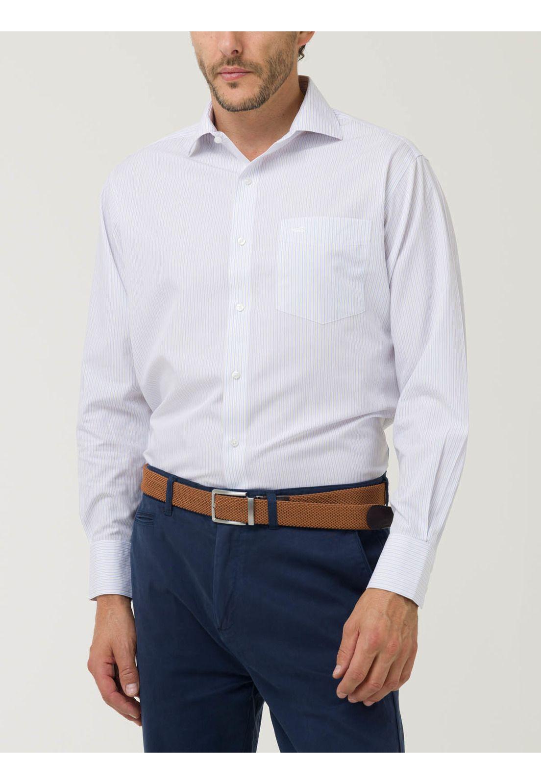 Camisa Libre de Arrugas Algodón Hombre Beige-5