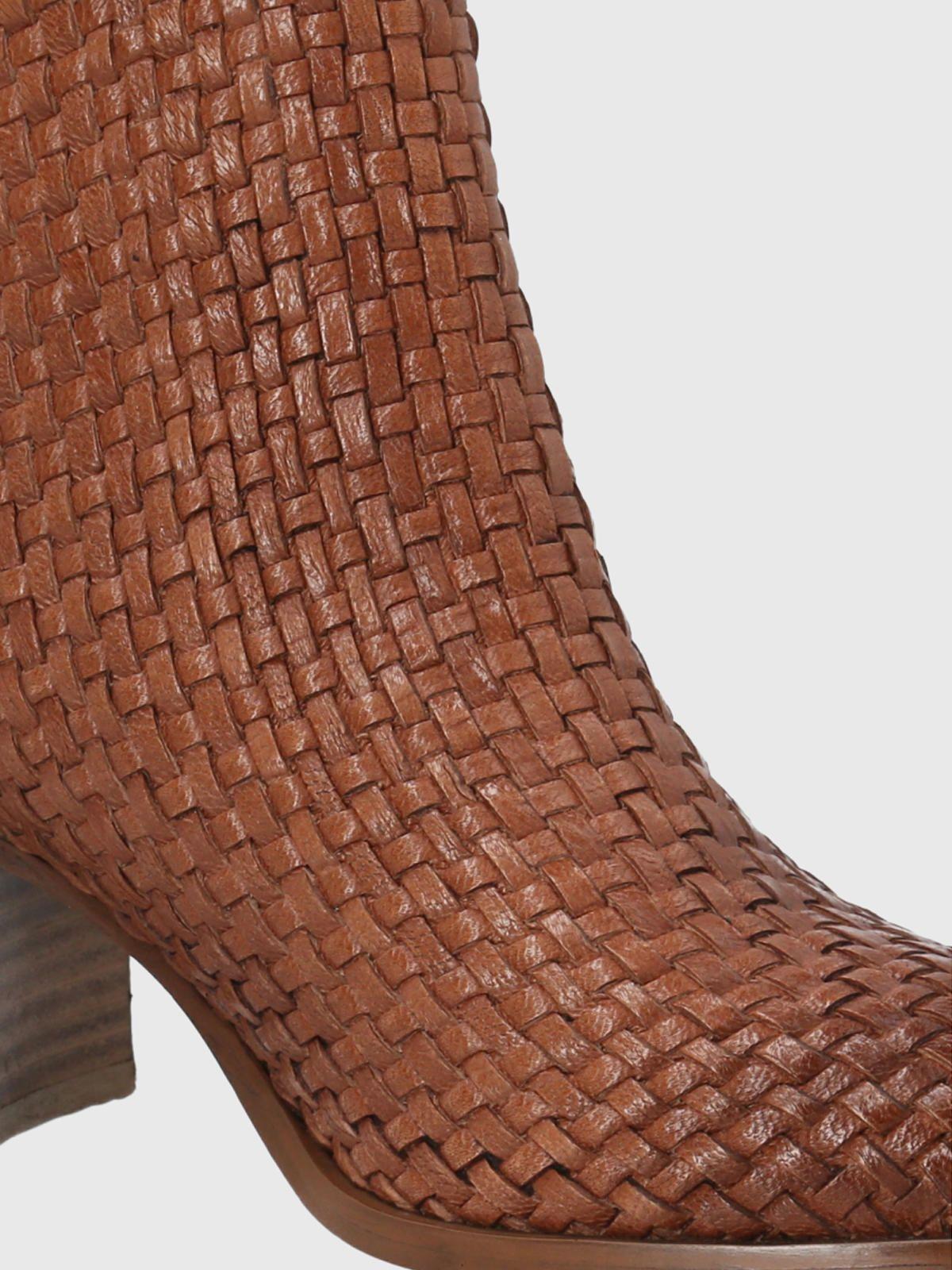 Botín Cuero Café Claro Mujer Veras -6