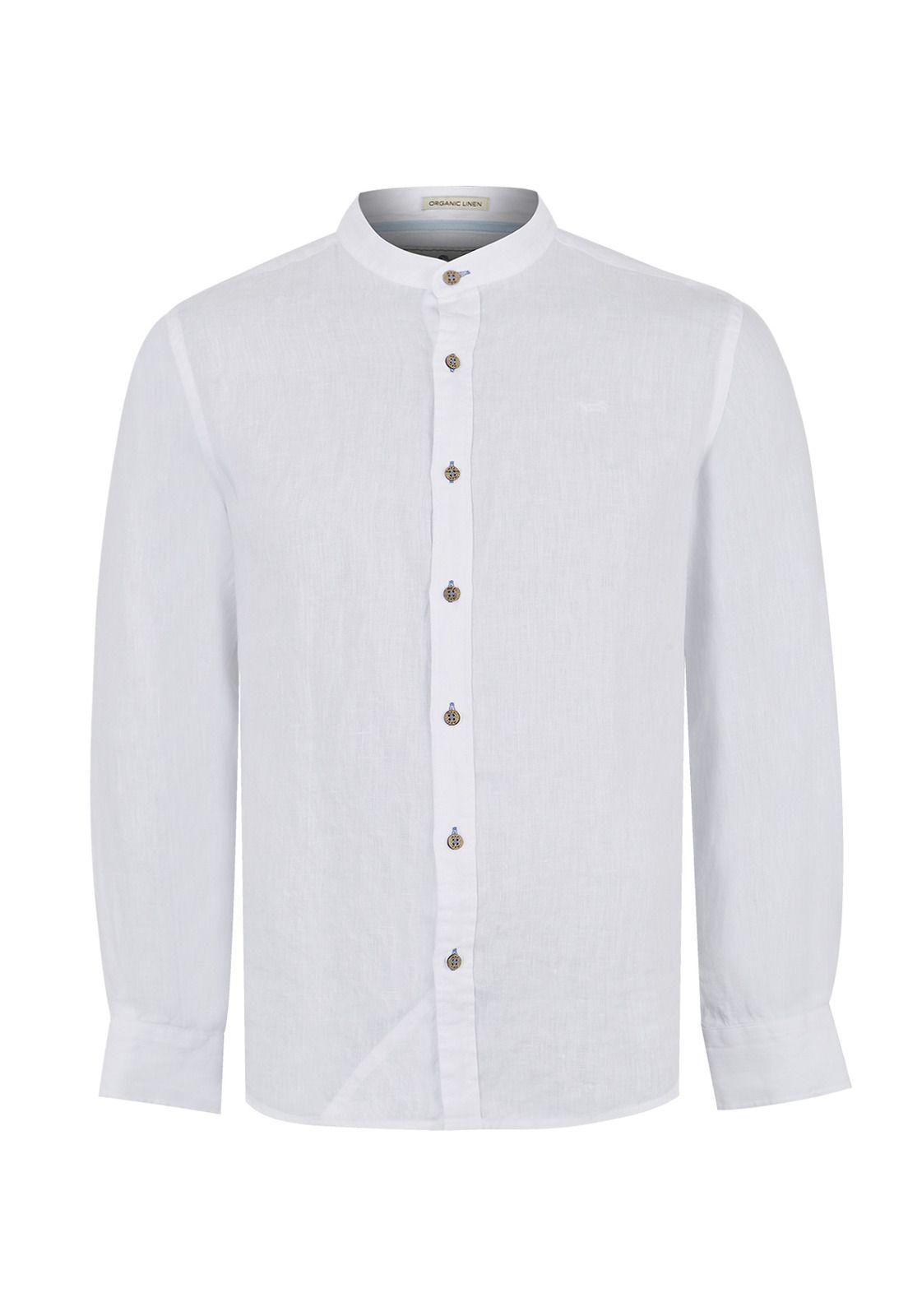 Camisa Lino Orgánico Blanco Linenmao Hombre -0