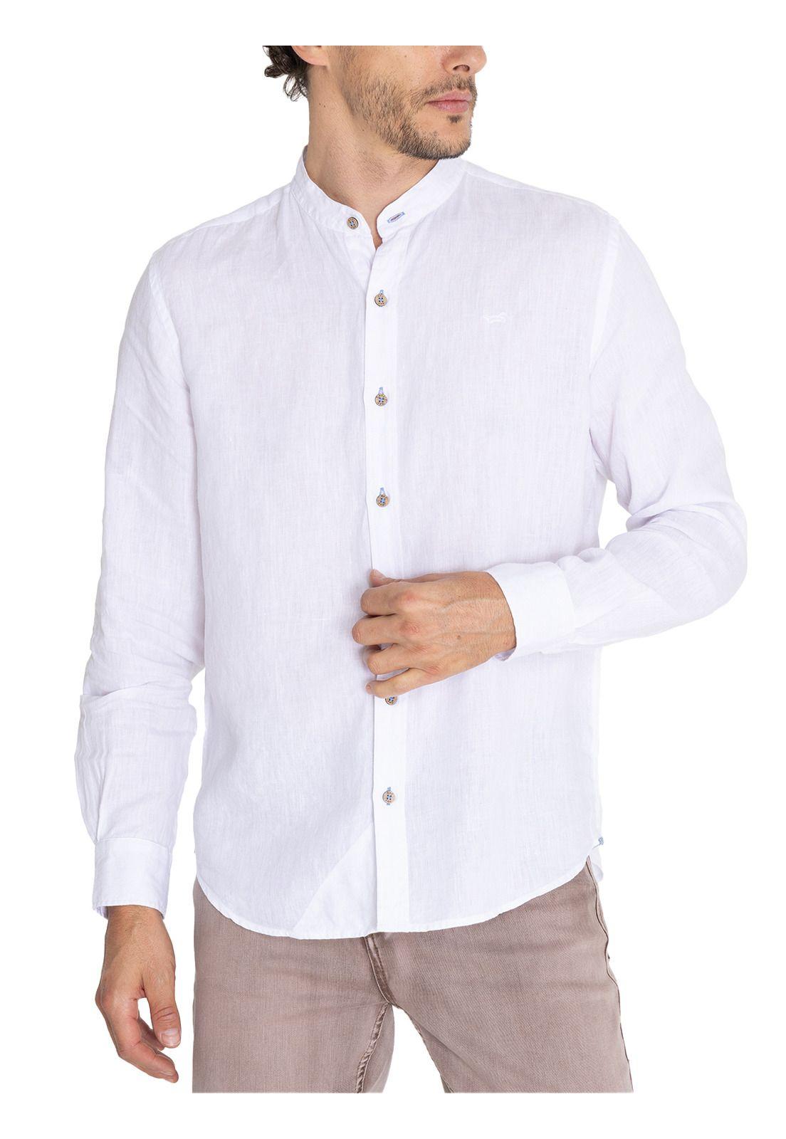 Camisa Lino Orgánico Blanco Linenmao Hombre -5