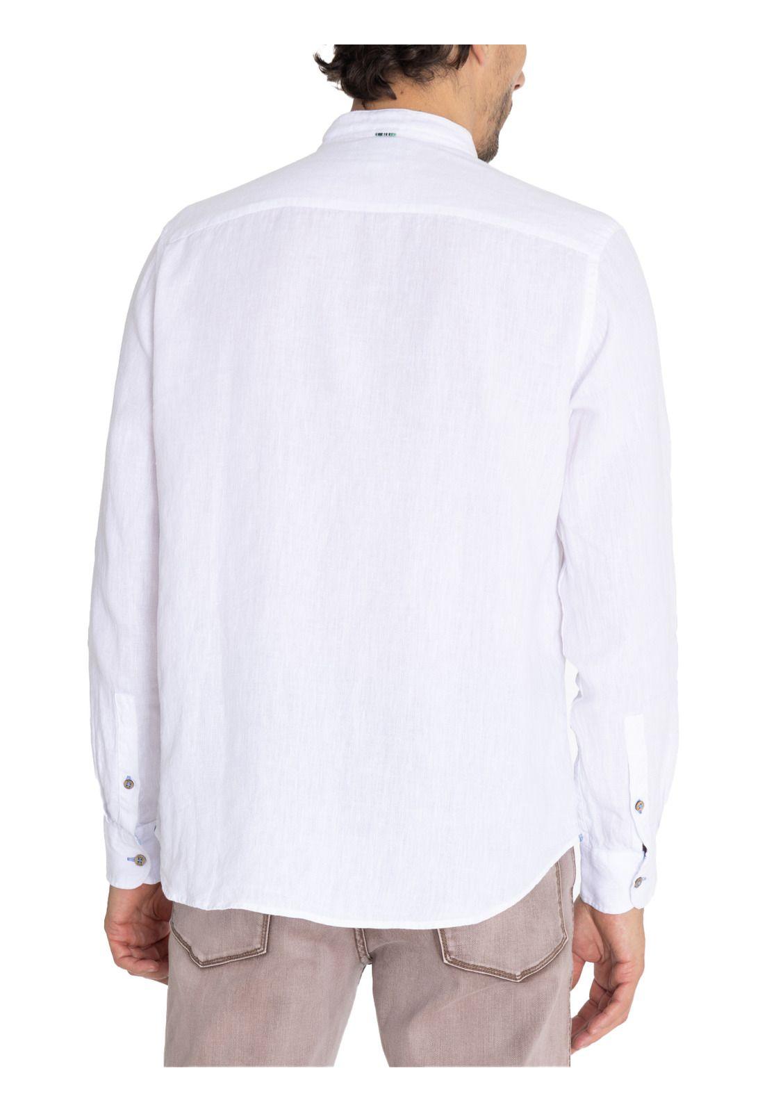 Camisa Lino Orgánico Blanco Linenmao Hombre -7