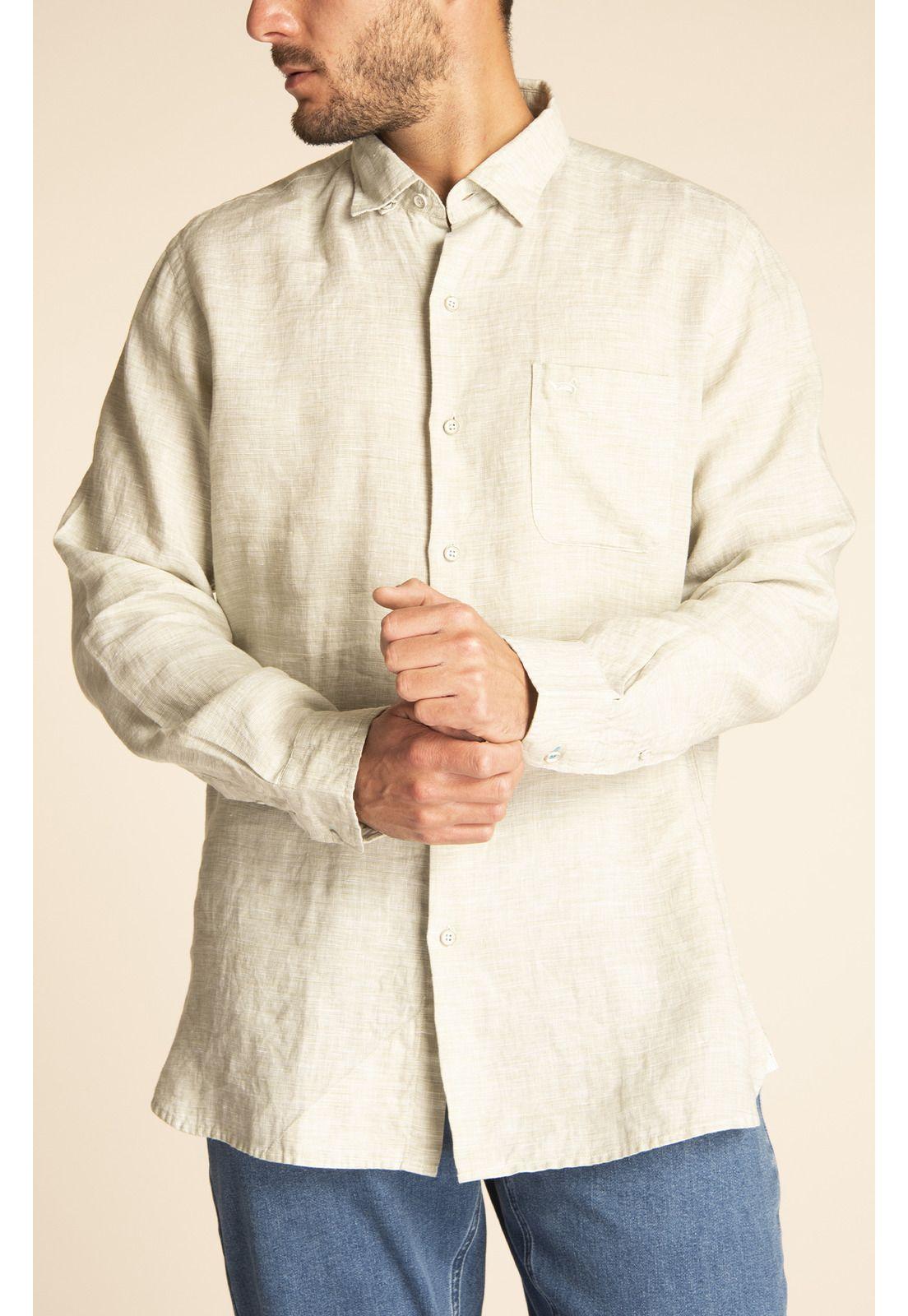 Camisa Lino Orgánico Hombre Linentxtre Verde-5