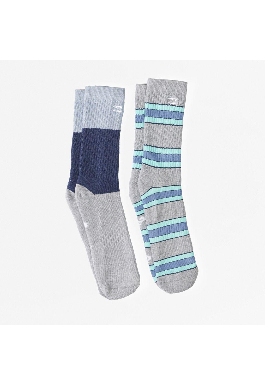 Calcetín Hombre Stripe Crew M Gris Claro-0