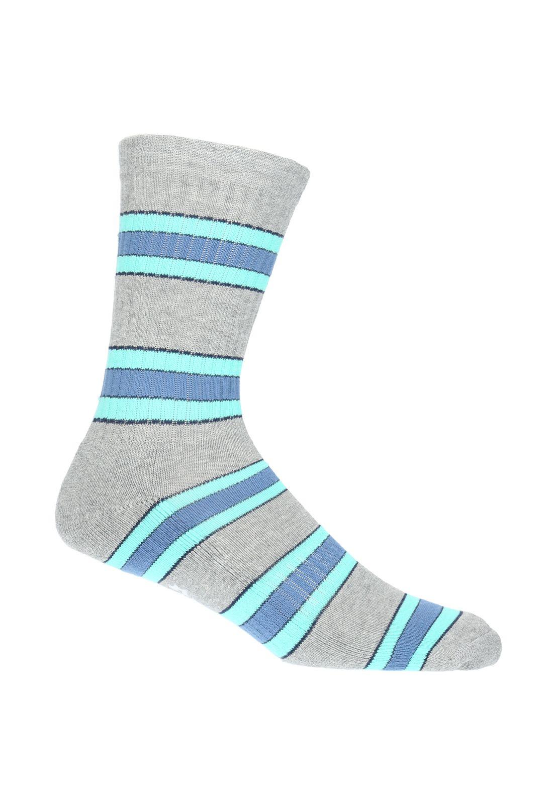 Calcetín Hombre Stripe Crew M Gris Claro-1