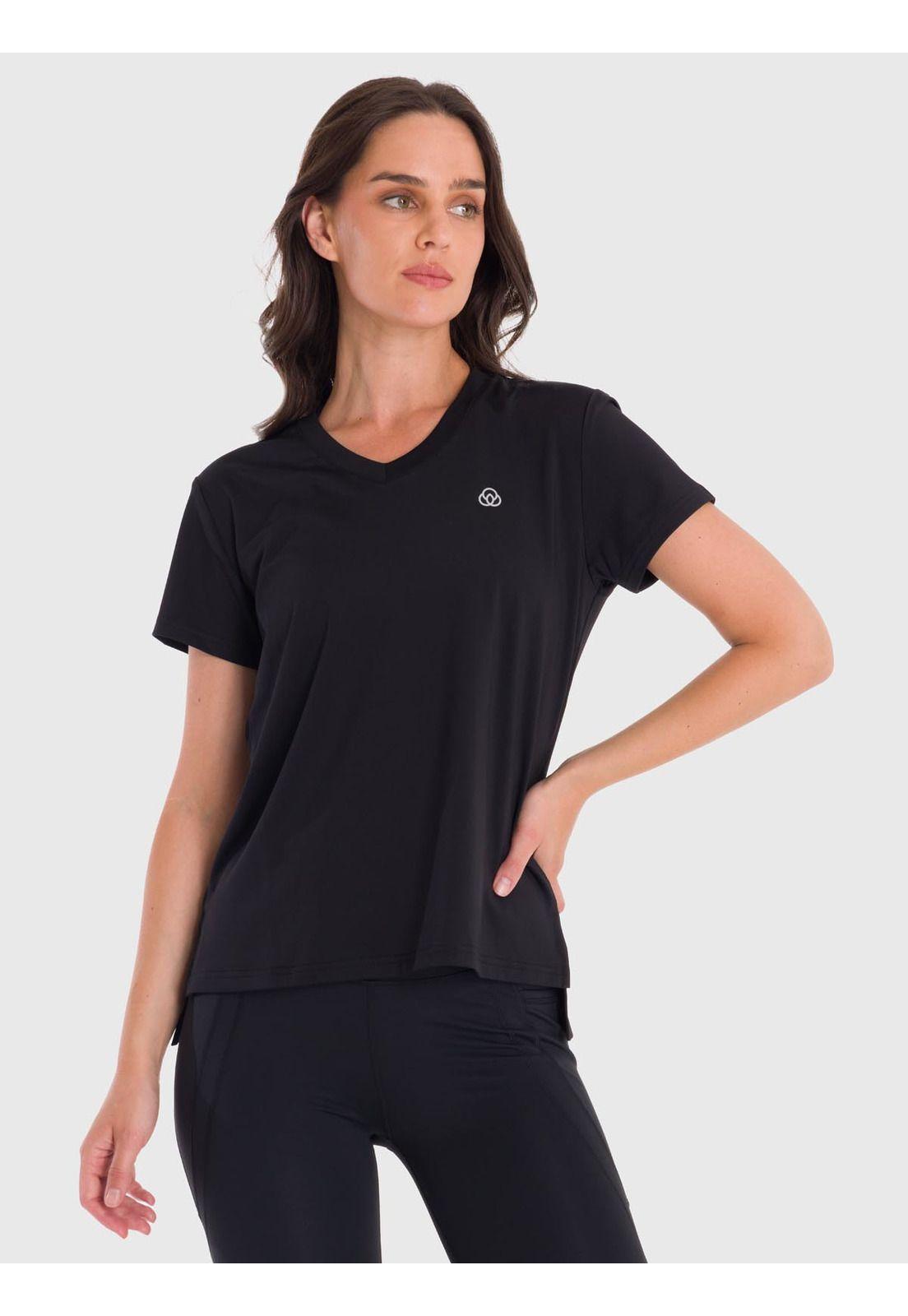 Polera deportiva Mujer V Neck Negro-0