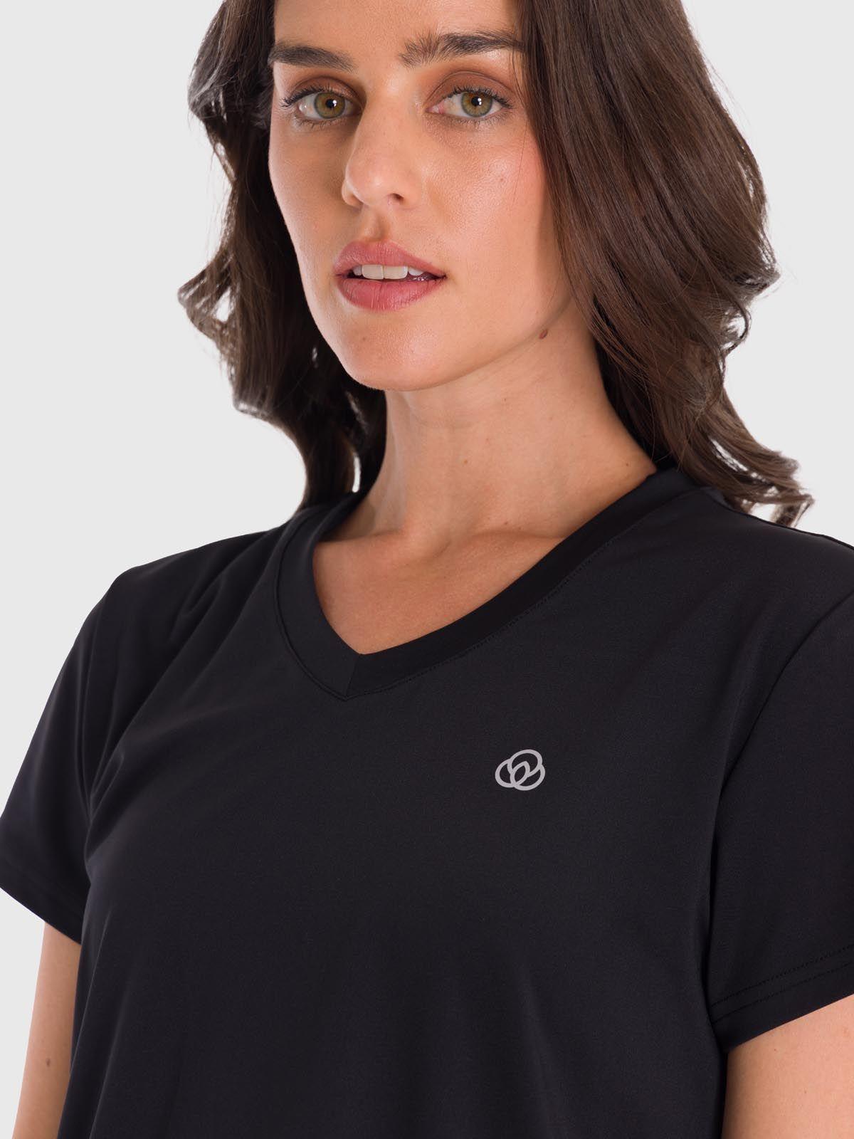 Polera deportiva Mujer V Neck Negro-1