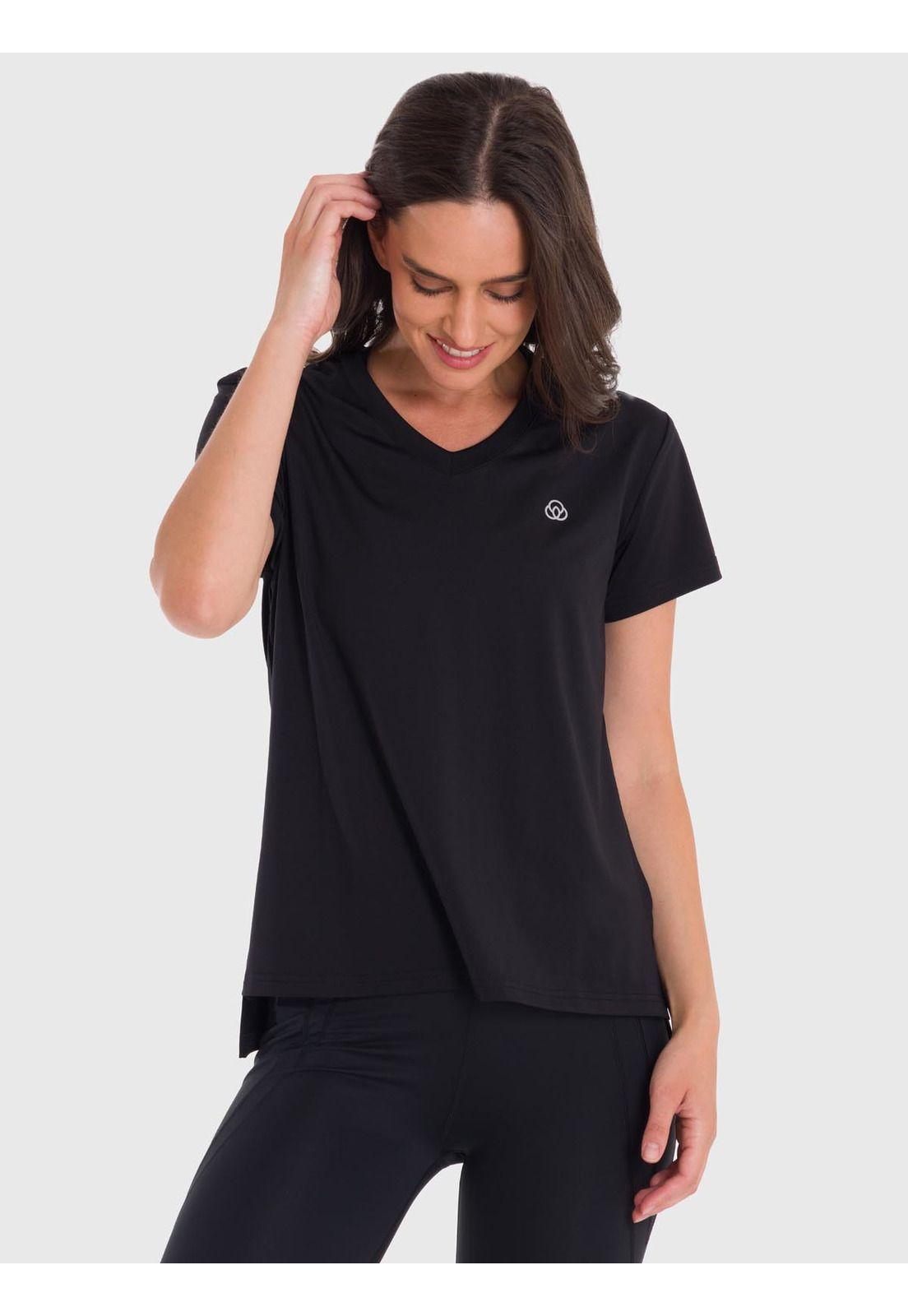 Polera deportiva Mujer V Neck Negro-4